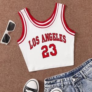 LA SHEIN red/white Crop Tank Top